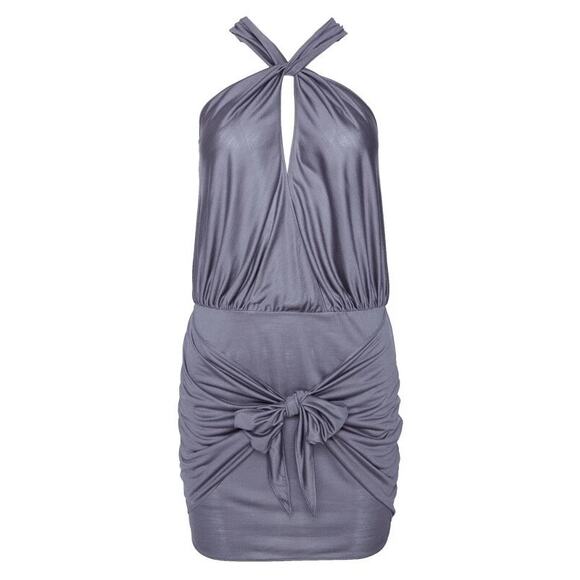 Agent Provocateur Addey Keyhole, Grey Silk Cover-up AP4(large) $675 - Picture 1 of 15
